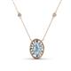 1 - Dahlia Iris 0.76 ctw Oval Cut Aquamarine and Baguette Diamond Milgrain Halo Pendant Necklace with Diamond Stations 