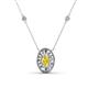 1 - Dahlia Iris 0.68 Oval Cut Yellow Sapphire and Baguette Diamond Milgrain Halo Pendant Necklace with Diamond Stations 