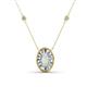 1 - Dahlia Iris 0.69 ctw Oval Cut Opal and Baguette Diamond Milgrain Halo Pendant Necklace with Diamond Stations 