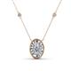 1 - Dahlia Iris 0.69 ctw Oval Cut and Baguette Diamond Milgrain Halo Pendant Necklace with Diamond Stations 