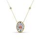1 - Dahlia Iris 0.59 ctw Oval Cut Morganite and Baguette Diamond Milgrain Halo Pendant Necklace with Diamond Stations 