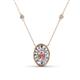 1 - Dahlia Iris 0.59 ctw Oval Cut Morganite and Baguette Diamond Milgrain Halo Pendant Necklace with Diamond Stations 