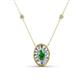 1 - Dahlia Iris 0.69 ctw Oval Cut Green Garnet and Baguette Diamond Milgrain Halo Pendant Necklace with Diamond Stations 