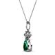2 - Zaila Pear Shape Emerald and Round Natural Diamond Two Stone Pendant 