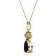 2 - Zaila Pear Shape Blue Sapphire and Round Natural Diamond Two Stone Pendant 