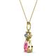 2 - Zaila Pear Shape Pink Tourmaline and Round Natural Diamond Two Stone Pendant 