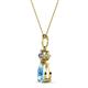2 - Zaila Pear Shape Blue Topaz and Round Natural Diamond Two Stone Pendant 