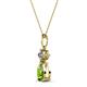 2 - Zaila Pear Shape Peridot and Round Natural Diamond Two Stone Pendant 