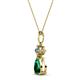 2 - Zaila Pear Shape Emerald and Round Natural Diamond Two Stone Pendant 