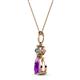 2 - Zaila Pear Shape Amethyst and Round Natural Diamond Two Stone Pendant 