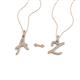1 - A 2 Z (Script Letter) Round Diamond Accented Initial Pendant Necklace 