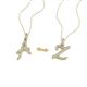 1 - A 2 Z (Script Letter) Round Lab Grown Diamond Accented Initial Pendant Necklace 