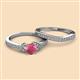 2 - Freya 6.50 mm Rhodolite Garnet and Diamond Butterfly Bridal Set Ring 