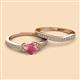 2 - Freya 6.50 mm Rhodolite Garnet and Diamond Butterfly Bridal Set Ring 
