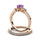 3 - Freya 6.50 mm Amethyst and Diamond Butterfly Bridal Set Ring 