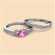 2 - Freya 6.00 mm Lab Created Pink Sapphire and Diamond Butterfly Bridal Set Ring 