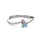 2 - Lucie 4.10 mm Bold Round Pink Sapphire and Aquamarine 2 Stone Promise Ring 