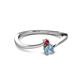 2 - Lucie 4.10 mm Bold Round Ruby and Aquamarine 2 Stone Promise Ring 
