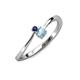 3 - Lucie 4.10 mm Bold Round Blue Sapphire and Aquamarine 2 Stone Promise Ring 