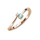 3 - Lucie 4.10 mm Bold Round White Sapphire and Aquamarine 2 Stone Promise Ring 