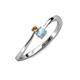 3 - Lucie 4.10 mm Bold Round Citrine and Aquamarine 2 Stone Promise Ring 