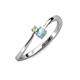3 - Lucie 4.10 mm Bold Round Peridot and Aquamarine 2 Stone Promise Ring 