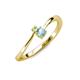 3 - Lucie 4.10 mm Bold Round Peridot and Aquamarine 2 Stone Promise Ring 