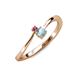3 - Lucie 4.10 mm Bold Round Rhodolite Garnet and Aquamarine 2 Stone Promise Ring 