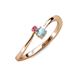3 - Lucie 4.10 mm Bold Round Pink Tourmaline and Aquamarine 2 Stone Promise Ring 