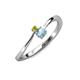3 - Lucie 4.10 mm Bold Round Yellow Diamond and Aquamarine 2 Stone Promise Ring 