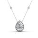 1 - Viola Iris 0.54 ctw Pear Cut and Baguette Diamond Milgrain Halo Pendant Necklace with Diamond Stations 