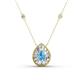 1 - Viola Iris 0.59 ctw Pear Cut Blue Topaz and Baguette Diamond Milgrain Halo Pendant Necklace with Diamond Stations 
