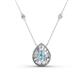 1 - Viola Iris 0.54 ctw Pear Cut Aquamarine and Baguette Diamond Milgrain Halo Pendant Necklace with Diamond Stations 