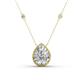 1 - Viola Iris 0.54 ctw Pear Cut Lab Grown Diamond and Baguette Diamond Milgrain Halo Pendant Necklace with Diamond Stations 