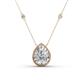 1 - Viola Iris 0.54 ctw Pear Cut and Baguette Diamond Milgrain Halo Pendant Necklace with Diamond Stations 
