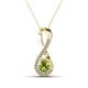 1 - Mandana 5.00 mm Round Peridot and Diamond Vertical Infinity Pendant Necklace 