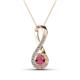 1 - Mandana 5.00 mm Round Rhodolite Garnet and Diamond Vertical Infinity Pendant Necklace 