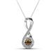 1 - Mandana 5.00 mm Round Smoky Quartz and Diamond Vertical Infinity Pendant Necklace 
