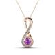 1 - Mandana 5.00 mm Round Amethyst and Diamond Vertical Infinity Pendant Necklace 