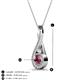 3 - Mandana 5.00 mm Round Rhodolite Garnet and Diamond Vertical Infinity Pendant Necklace 