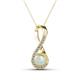 1 - Mandana 5.00 mm Round Opal and Diamond Vertical Infinity Pendant Necklace 