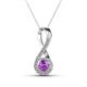 1 - Mandana 5.00 mm Round Amethyst and Diamond Vertical Infinity Pendant Necklace 