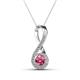 1 - Mandana 5.00 mm Round Pink Tourmaline and Diamond Vertical Infinity Pendant Necklace 