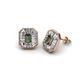1 - Pamela Iris Emerald Cut Lab Created Alexandrite and Baguette Diamond Milgrain Halo Stud Earrings 