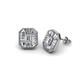 1 - Pamela Iris Emerald Cut and Baguette Diamond Milgrain Halo Stud Earrings 