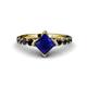 1 - Alicia Princess Cut Lab Created Blue Sapphire and Black Diamond Engagement Ring 
