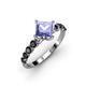 2 - Alicia Princess Cut Tanzanite and Black Diamond Engagement Ring 
