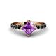 1 - Alicia Princess Cut Amethyst and Black Diamond Engagement Ring 