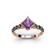 3 - Alicia Princess Cut Amethyst and Black Diamond Engagement Ring 