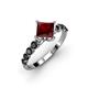 2 - Alicia Princess Cut Red Garnet and Black Diamond Engagement Ring 